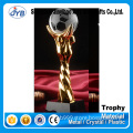 Souvenir football trophy custom crystal and metal champions soccer awards trophy